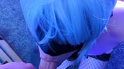 Cute Blindfolded Femboy Deepthroats Masters Cock