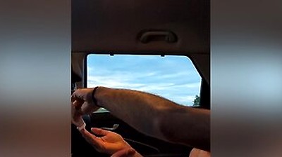 Jerking Off In The Car With Sunset As Trucks Go By