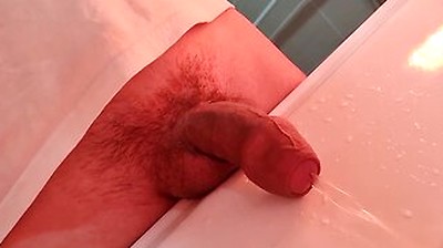 Fat Uncut Cock Long Pissing In The Washbasin