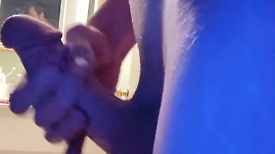 Skinny Boy With A Stomach Full Of Food Strokes His Cock Till He