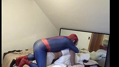 Spiderman Fucks Blonde Sex Doll Wearing Leggings And Crop Top