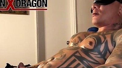 Inked Asian Dilf Damian Dragon Relaxes As His Sub Strokes His Dick