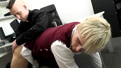 Big Cock Priest Pounds Teen Sinner Bareback in his Office