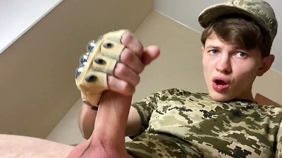 Straight Military Jock Jerking his Big Dick (23 Cm) after Training in the Camp / Monster Cock / Hot