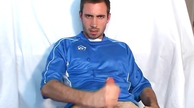 Football Player's Big Balls get Massaged by a Guy after a Match.