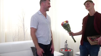 Roommates Benvi and Justin DaJock drain their balls on Valentines day