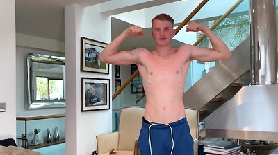 Young Straight Teen Wanks his Big Meaty Uncut Cock & Squirts loads of Cum Everywhere!