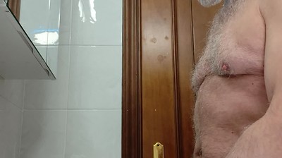 Mature Big Uncut Daddy Cock Itapapixxl Is Shaving His Beard and Trimming Down, Epic Cumshot