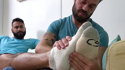 Bearded Hunks Massage each others Feet while Jerking off