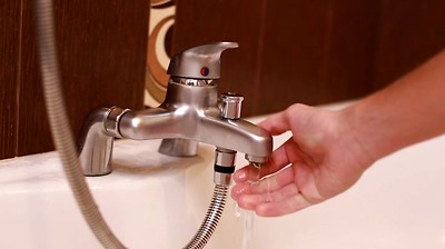 A big uncut cock in the bathroom