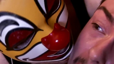 Bonded sub Cums while Tugged by Masked Dom
