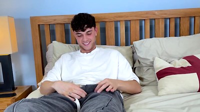 Young Straight Lean Lad Wanks his Hard Uncut Cock & Explodes with Cum!
