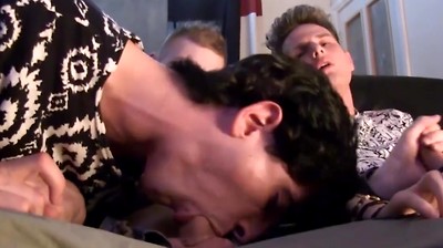 Lovely Twink Cum Smeared after Bareback Threesome