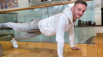 Young & Hung Footballer Shows off his Lean Body & Wanks his Big Uncut Cock with a Helping Hand!