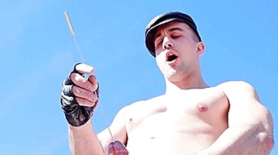 Fetishmen: Tight Mason Lear Hard Stroking In The Desert