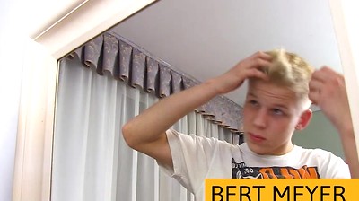 Blond twink boy Bert enjoys his dick