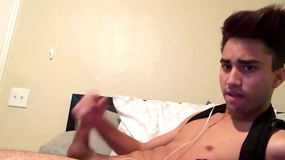 Lucas plays with his latino coc on cam