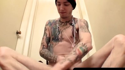 Straight dude's twink tendencies tugging it jerk off cum blasting session