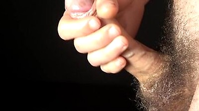 Close Up Male Solo Standing Handjob. Big Cumshot