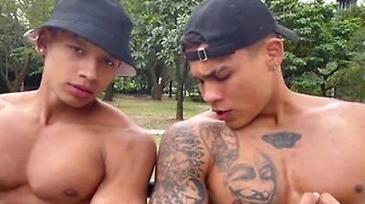 Two Hot Latino Guys Show Their Muscles