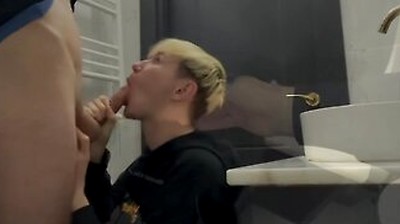 Two Guys Fuck And Kiss In A Public Toilet In A Cafe