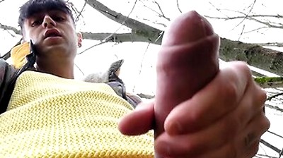 Jerk Off In The Woods With Close Up Uncut Cock And Balls