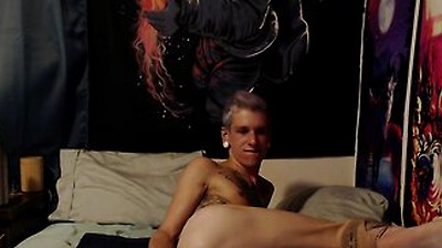 Smooth Tattooed Twink Plays With Dildo