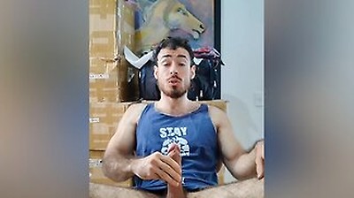 Hairy Hunk Drops A Huge Cum Load Over His Body