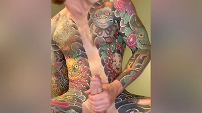 Tattooed Stud Jerks And Blows Huge Load