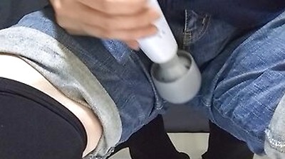 A Boys Stepdaughter Wearing Jeans Pee While Playing With An Electric Massager
