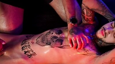Camilo Brown Giving Intense Handjob To Hot Tattooed Stud Inked Mike Making Him Shoot His Cum