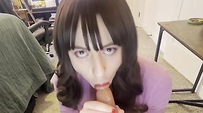 Sissy Crossdresser Sucks Dildo