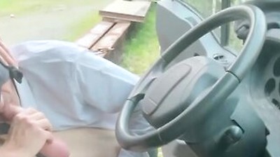 Masked Cock Sucker In Suit Blows My Big Dick In My Truck With The Door Wide Open