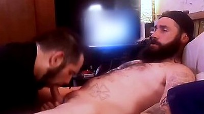 Tattooed Straight Guy Gets Sloppy Blowjob From Cum Hungry Fag