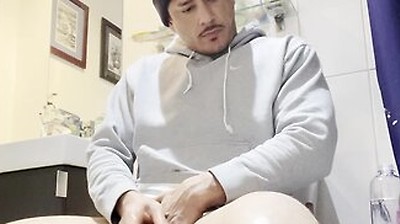 Stepdaddy In Gray Hoodie Jerkin Off