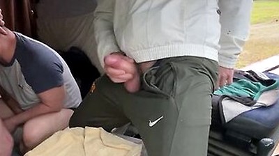 Public Truck Cruising We Flash Our Bulges And A 3-way Begins Inside