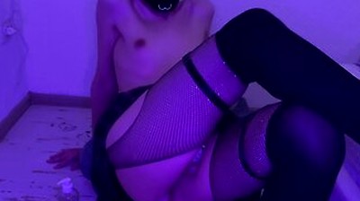 Femboy In Chastity Cage On Big Dildo