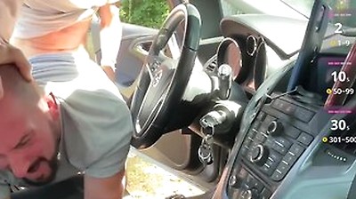On A Countryside Rest Area, I Flash My Big Cock In The Car He Watches, Sucks It, And I Fuck Him Ha