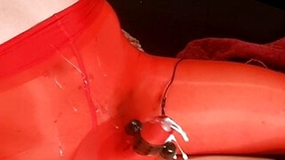 Sissy Boy Cumshot Through Nylon Bodysuit While Riding Fat Cock Anal Orgasm Lingerie