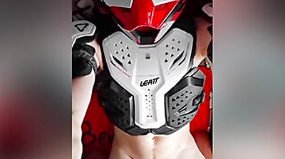 Guy In Motocross Gear And Mxhelmet Jerks Off And