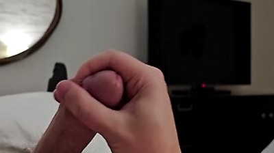 Hotel Room Jerk Off, Hairy Dick Close Up & Cum
