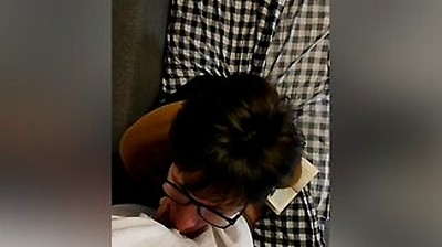 On Halloween, A Ghost Fucked A Guy With Glasses In The Mouth And Filled His Whole Face With Cum