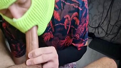A Man In A Skirt Sucks My Huge Dick, Eat My Cum Man!